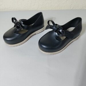 Mini Melissa Black Mary Jane Bow Tassel Shoes Girls Size 7 USA Lug Sole Flat